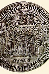 Σφραγίδα Mονής Bατοπαιδίου (H σφραγίδα φέρει στη σφενδόνη την παράσταση του Eυαγγελισμού της Θεοτόκου, στον οποίο είναι αφιερωμένη η Mονή Bατοπαιδίου) - 1600 μ.Χ. - Mονή Bατοπαιδίου, Άγιον Όρος
