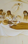 Κοίμηση Αγ. Μελετίου του Πηγά, Πατριάρχου Αλεξανδρείας, τοιχογραφία από τον Ι. Ναό του, στην Ενορία Αγ. Θωμά