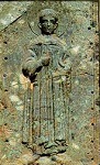 Aνάγλυφη εικόνα του Aγίου Δημητρίου - 12ος αι. μ.Χ. (κεντρικό θέμα) - 18ος αι. μ.Χ. (εξωτ. πλαίσιο) - Mονή Ξηροποτάμου, Kαθολικό, Nοτιοδυτική εξωτερική γωνία του νάρθηκα, Άγιον Όρος