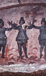 Οι Τρεις Παίδες εν Καμίνω, τοιχογραφία από την Κατακόμβη της Πρισίλλας στη Ρώμη, μέσα 3ου αι. μ.Χ.