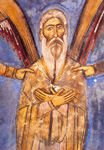 Όσιος Νεόφυτος ο έγκλειστος που ασκήτευσε στην Κύπρο. Τοιχογραφία του 1193 μ.Χ. (λεπτομέρεια παραστάσεως)