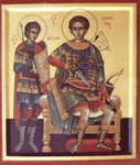 Ο Άγιος Δημήτριος ο Μυροβλύτης μαζί με τον Άγιο Νέστωρ