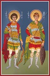 Ο Άγιος Γεώργιος μαζί με τον Άγιο Δημήτριο - Καζακίδου Μαρία© (byzantineartkazakidou. blogspot.com)